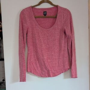 GAP Women's Heathered Pink Long Sleeve Tee